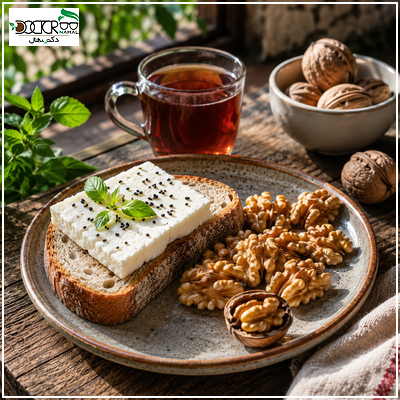 خواص نون و پنیر و گردو چیست؟(بهترین زمان خوردن)